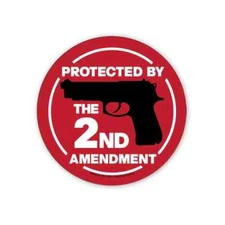 Protected By The 2nd Amendment Decal Round 4 1/2" Wide, New, United States