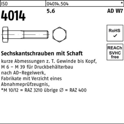 004014050040270170 Sechskantschraube ISO 4014 m.Schaft M 27 x 170 5.6 W7