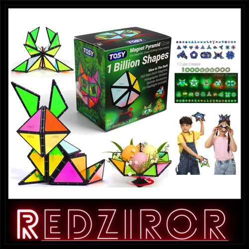 Magnet Pyramid Glow: Transformative 1 Billion Shapes Puzzle Toy with 243 Magnets