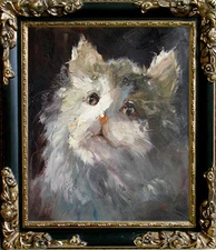 Hand painted Oil Painting animal Portrait cat on canvas 20"x24"
