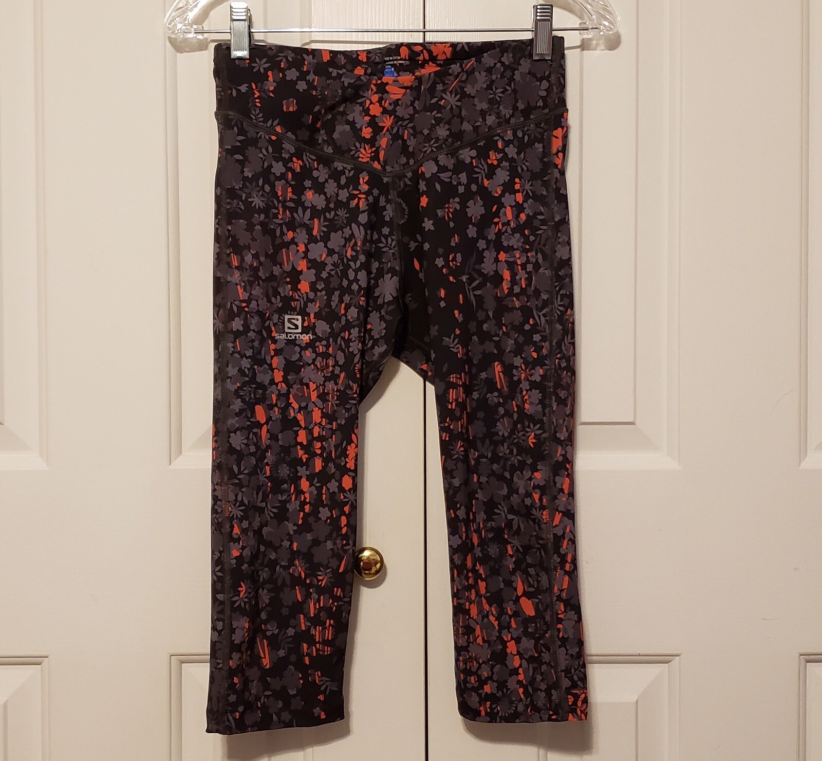 Salomon Donna Active Wear Capris Nero Rosso Grigio Tasca Posteriore Taglia S