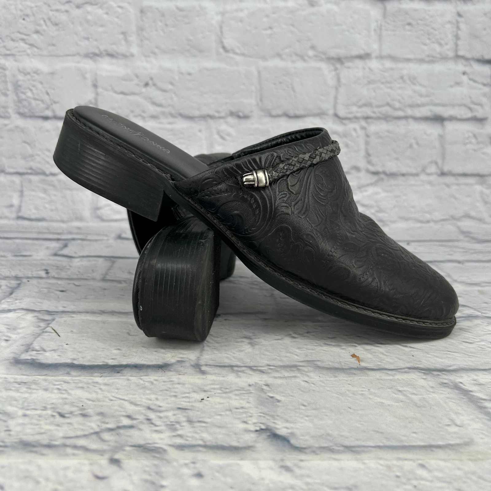 ADIDAS Minnetonka Mocassino Pelle Nero Donna Tg 11 Pelle Comodo Sandalo Mule