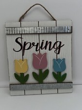 Rustic Daisy Welcome Sign  8.5"x10" Pressed Wood w/ Rope Hanger Home  Garden