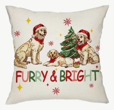 Labrador Retriever Dog Christmas Tree Throw Pillow Cover Holiday Home Decor