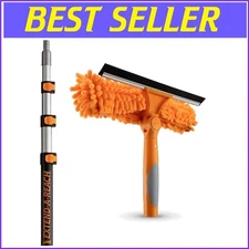 Adjustable 20+ ft Window Cleaner with Swivel Squeegee & Extension Pole