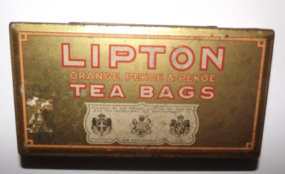 Vintage Lipton Orange Pekoe & Pekoe Tea Bags Tin