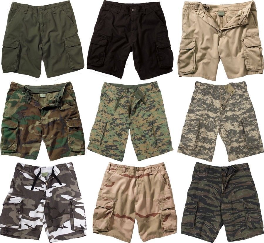 Vintage Camo Cargo Shorts, Military Paratrooper Camouflage