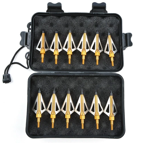 12 Stück Bogenschießen Pfeilspitzen & Box Jagdschraube Pfeilköpfe 100 Grain Broadheads - Bild 20 von 27