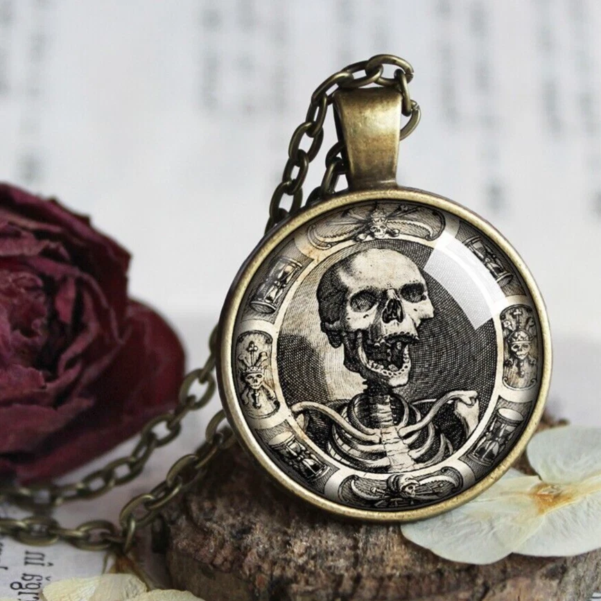 Memento Mori Necklace Skull Necklace Skull Goth Jewelry Gothic Skeleton Gift