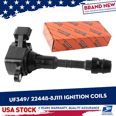 Black Ignition Coil OEM UF349/22448-8J111 1Pc For Nissan Maxima 3.5L V6 2001-08