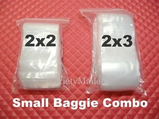 200 Small Clear Seal-Top 2x2 & 2x3 Reclosable Plastic Bags 2Mil Jewelry Baggies