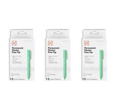 New - 36 Pack! TRU RED Pen Permanent Markers, Fine Tip, Green