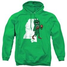 Delta State University Adult Pullover Hoodie State Shape, Kelly Green, S-3XL
