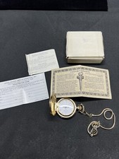 Limited Edition Commemorative Gold Tone Pocket Watch, Eagle Statue of Liberty