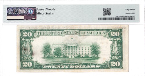 $20 1929 T2 National HELENA Oklahoma OK ๐บ๐ธ Discovery Note! ๐บ๐ธ PMG 53 ๐บ๐ธ - Picture 2 of 2
