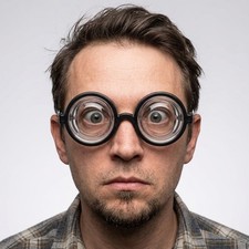 Nerd Spec Glasses costume round thick intellectual look bubble lenses scientist