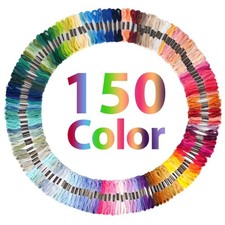 150 Color Skeins Rainbow Color Embroidery Floss  Cross Stitch Threads, Bracele...