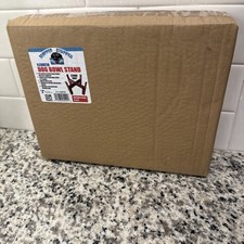 Slopper Stopper Elevated Single Wooden Dog Bowl Stand 8 Inch, Brown. New In Box