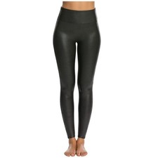 SPANX Faux Leather Leggings for Tummy Control- Black   Size: M