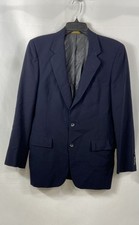 Vintage 80s Christian Dior Men's Navy Blue 100 Wool Blazer Jacket Sz 38