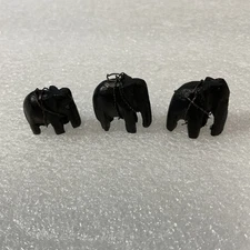 3 Mini Vintage 1” Carved Wooden Elephants GnuCollectibles