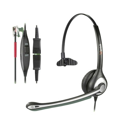 Wantek Mono Headset mit Noise Cancelling & Mikrofon RJ11 für Handy