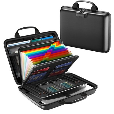 Fireproof Document Box Hard Case Lock 13 Pocket File Organizer Case Black