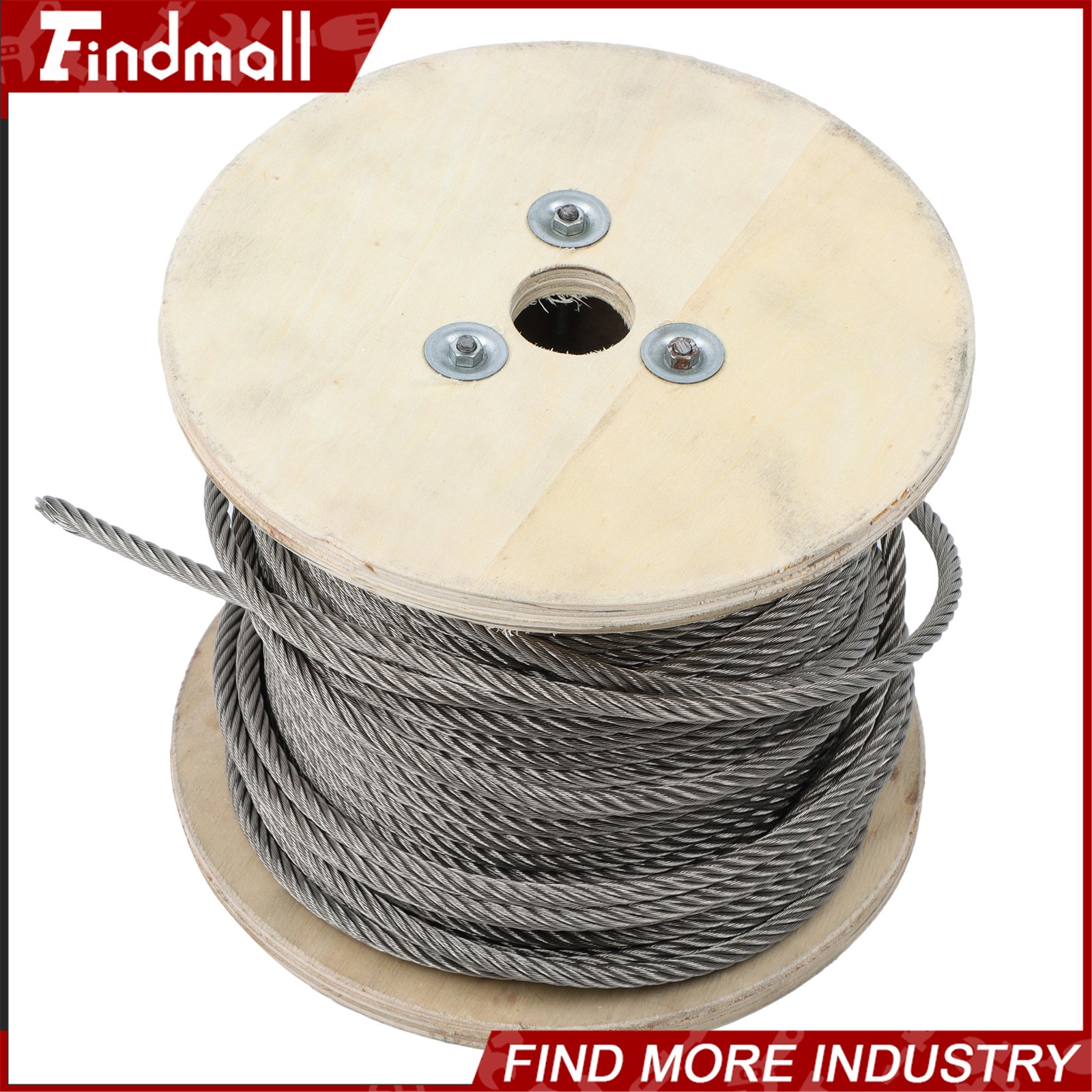 Findmall T304 1/4" Stainless Steel Cable 7 x 19 Strands 200FT Wire Rope 6400lbs