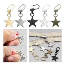 5Pcs Replacement Zipper Pull Star Design Detachable Tiny Zipper Slider