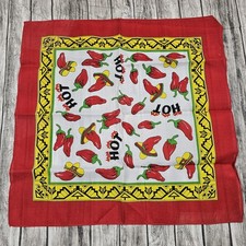 Vintage Bandana Kerchief Mens One Size Multicolor Chili Pepper HOT Western