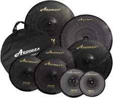 8 Pcs Low Volume Cymbal Pack, Practice Cymbals Set 