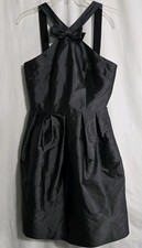 Alfred Sung Cocktail Dress Size 6 Ebony Dark Gray Peau De Soie Halter NWT