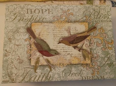 Punch Studio Lidded Decorative Storage Box Bird Floral Green Hope Faith Believe