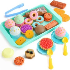 Pretend Play Desserts Toy Set - 29 PCS Kids Desserts Fake Food for Tea Party ...