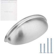 Brushed Satin Nickel Cabinet Pulls Bin Cup Kitchen Cabinet Handles Modern Har...