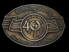 UB11141  RUNNING STRONG FOR AMERICAN INDIAN YOUTH BILLY MILLS 10K  BELT BUCKLE