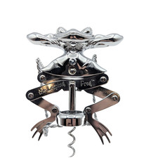 The Leaping Frog Wine Bottle Opener Corkscrew Vintage Silver Tone Steel Barware