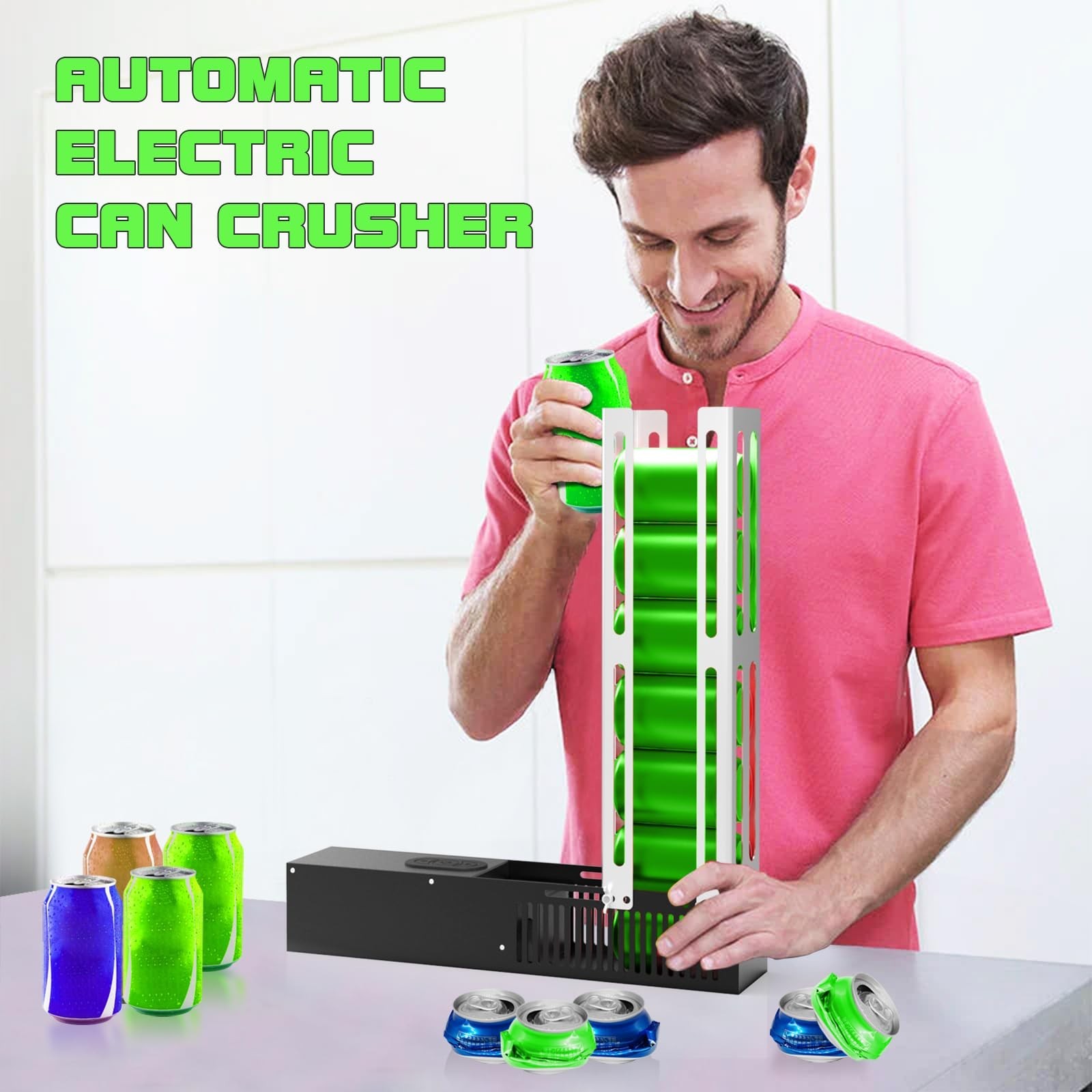 Electric Can Crusher, Automatic Can Compactor for Recycling 8oz, 12oz, 16oz, ...