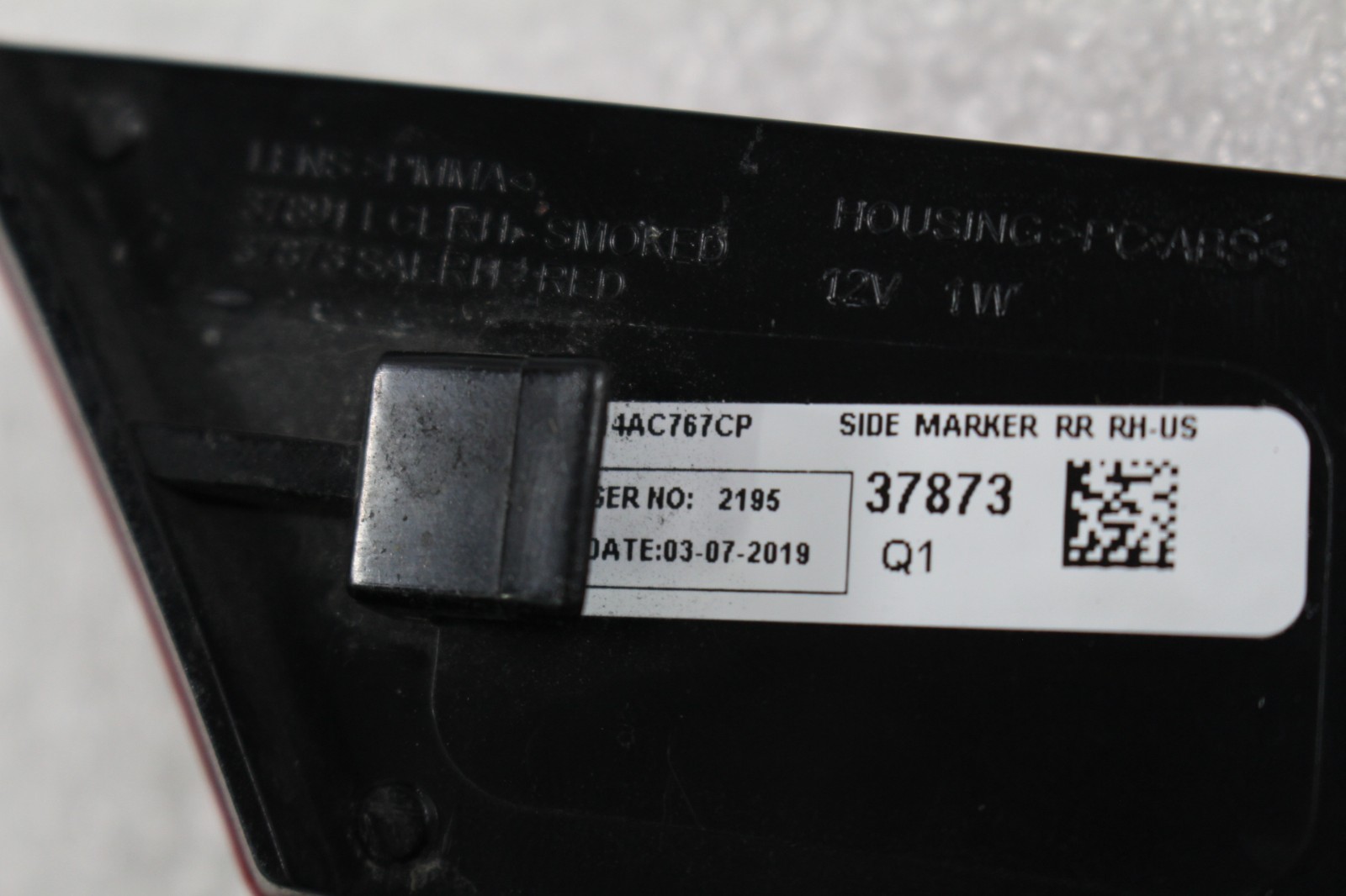 McLaren 720S, RH, Right, Rear Side Marker Light, Scratched, Used, P/N 14AC767CP