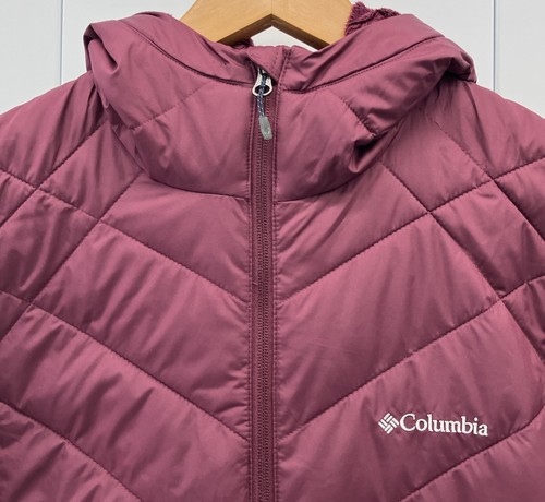 Columbia Heavenly Long Hooded Jacket Omni Heat MarionBerry MEDIUM NWT $160 - Picture 2 of 12