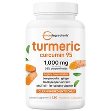 Pure Turmeric Curcumin   Supplement 1000mg 120 Veggie Caps 95 Curcuminoids
