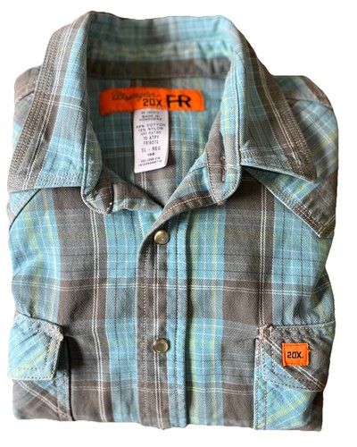 Wrangler 20X FR WeldersWestern Work Shirt Plaid Snaps Mens XL - Picture 7 of 8