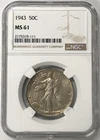 1943 50C Silver Liberty Walking Half Dollar Uncirculated NGC MS61