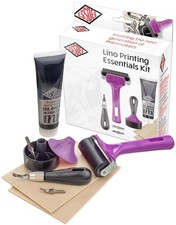 Block Printing Essentials Kit Includes 2 Ink Rollers, 3 Lino Cutters, Lino Ha...