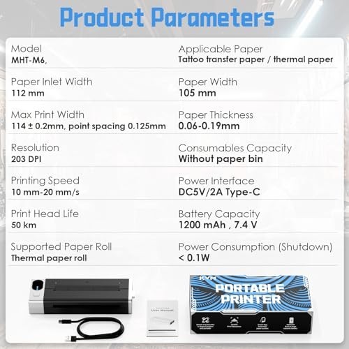 Wireless Bluetooth Mini Thermal Tattoo Stencil Printer - KVM Compatible, Portabl - second product detail image