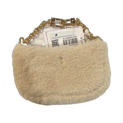 Nat & Lolo Ivory Mini Crescent Shoulder Bag Gold Chain Strap Buckle Open