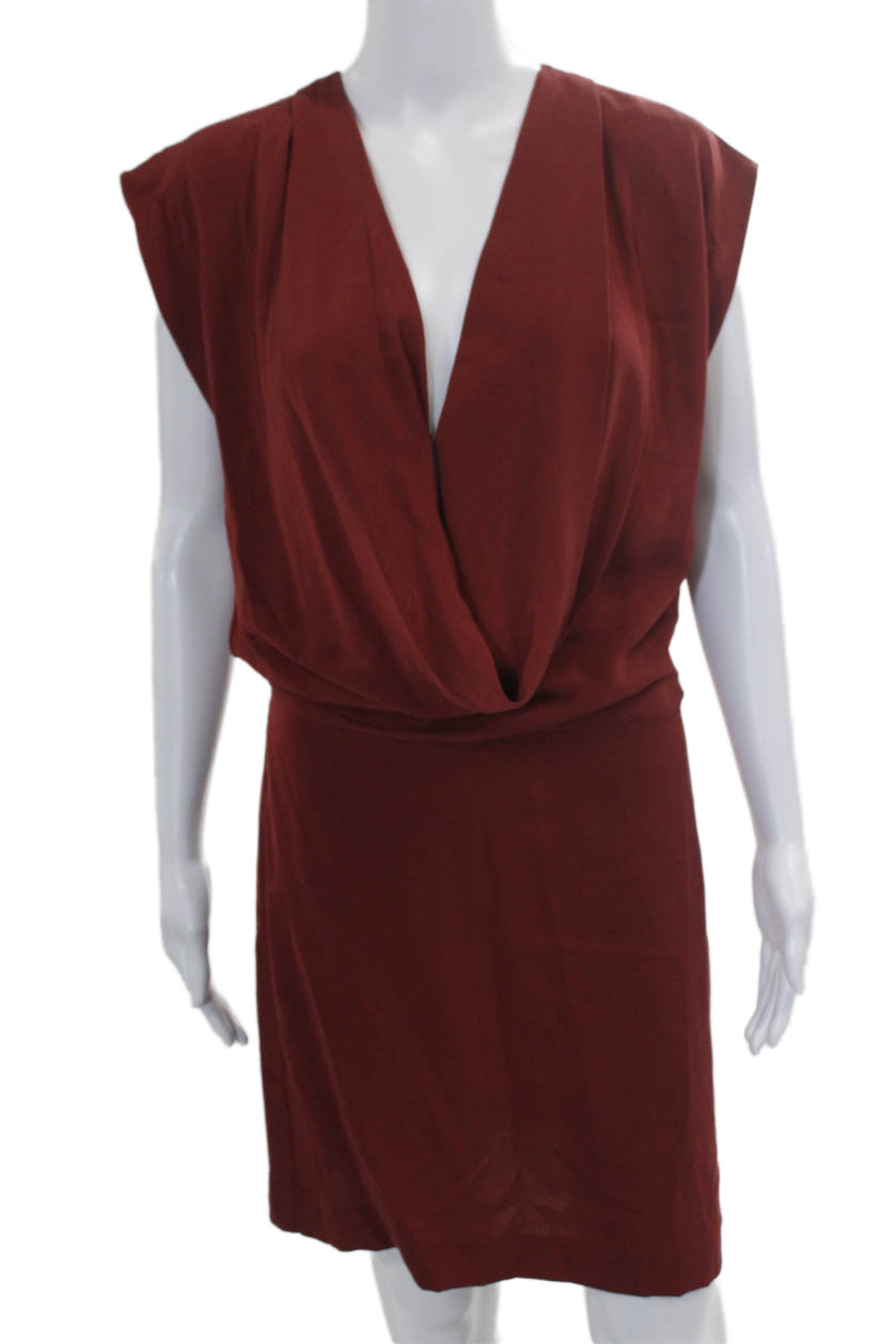 Diane Von Furstenberg Womens Short Sleeve V Neck Silk Shift Dress Red Size 2Free Shipping in US $100+ Orders | $6.95 Orders Below