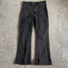 Pantalones de mezclilla GAP Kids años 70 acampanados tiro alto negro lavado niñas talla 14