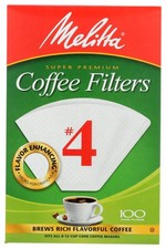 Melitta 624102 4 White Coffee Filters 100 Count 1 Case 12 Boxes 