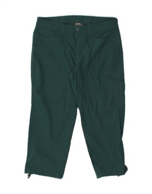 Eddie Bauer Damen gerade Caprihose US 6 Medium W28 L21 grün Nylon RT03